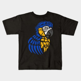 Blue Macaw Parrot distressed Kids T-Shirt